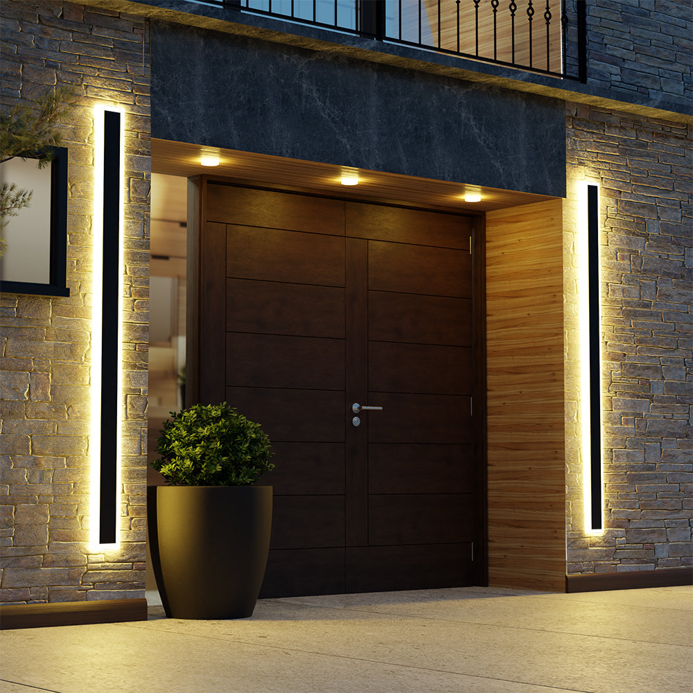 Lineare LED-Außenwandleuchte - schwarzes Acryl, IP65, dimmbar
