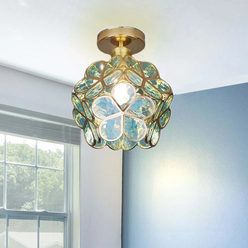 Floyem-plafondlamp met gouden acrylbloem van 20cm