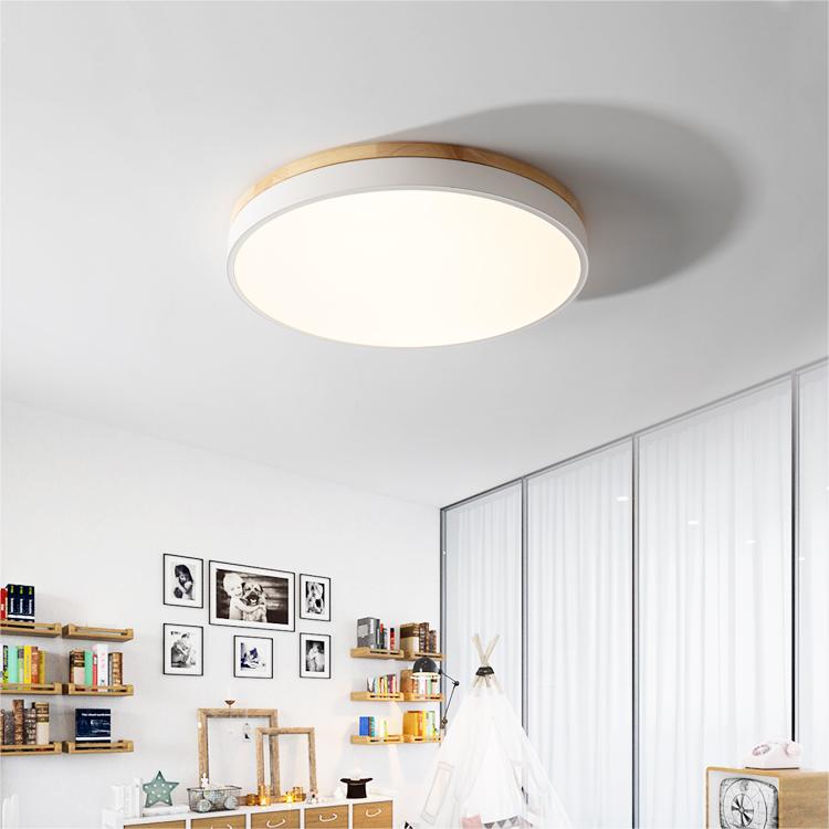 Holz-LED-Deckenleuchte aus Acryl, dimmbares warmes Licht 30-60cm
