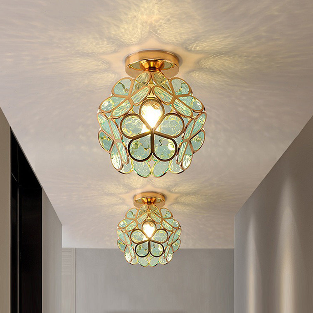 Floyem-plafondlamp met gouden acrylbloem van 20cm