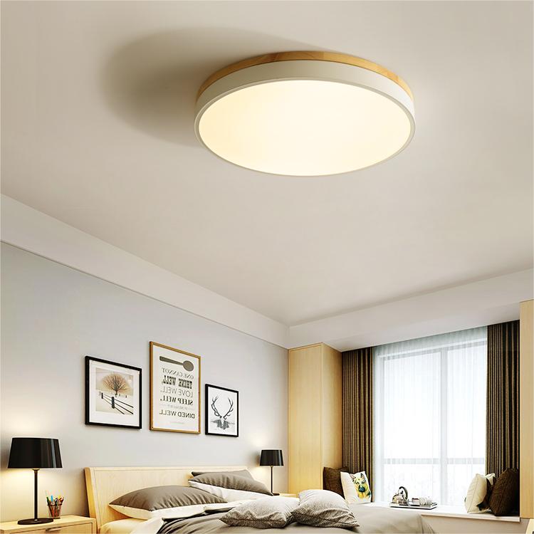 Holz-LED-Deckenleuchte aus Acryl, dimmbares warmes Licht 30-60cm