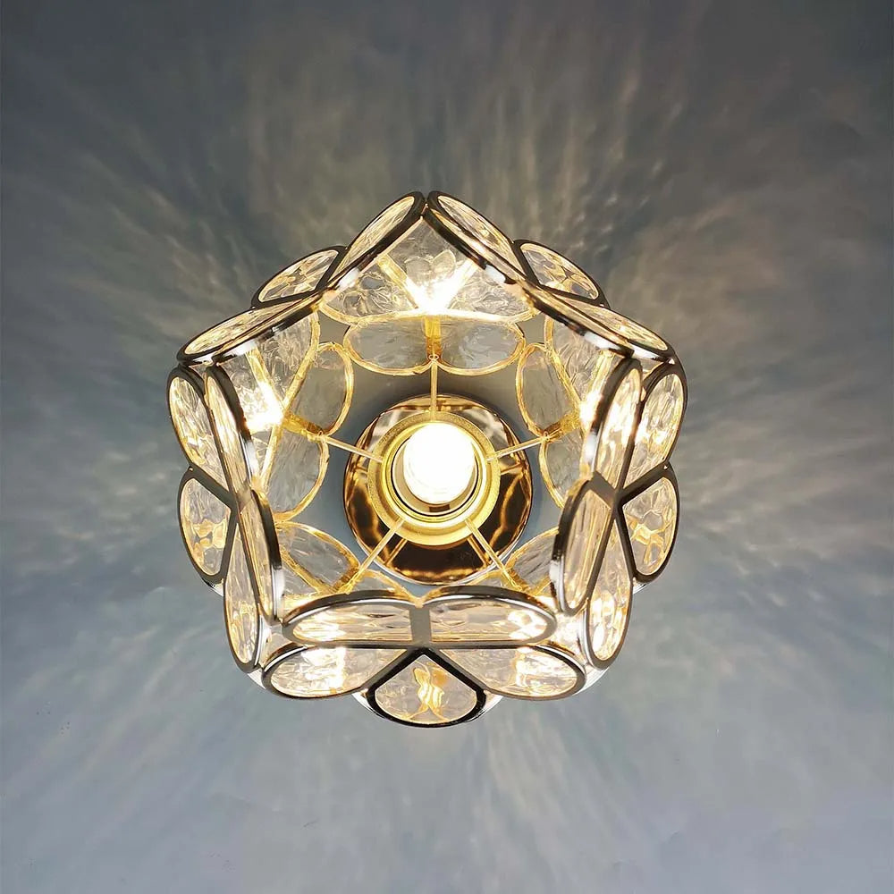 Floyem-plafondlamp met gouden acrylbloem van 20cm