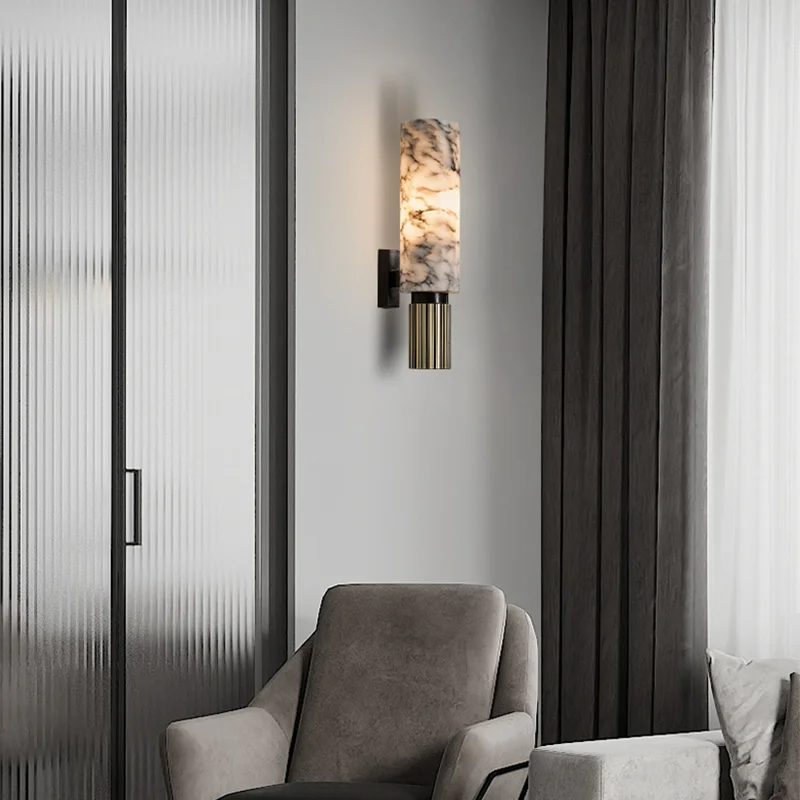 Marble Copper Wall Light LED E27 Natural Stone - Wildoxy