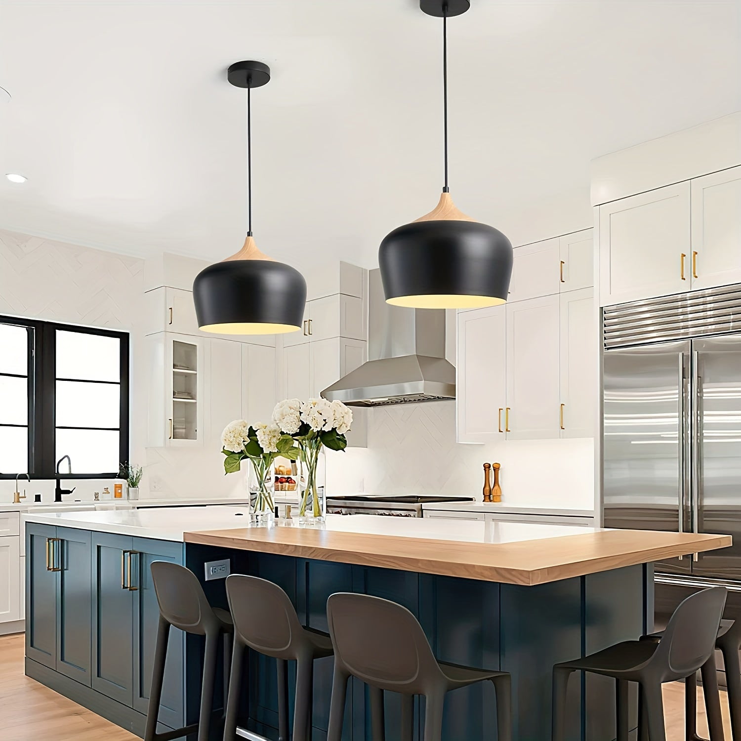 Modern Scandinavian Pendant Light | Iron & Wood Grain Design | Wildoxy