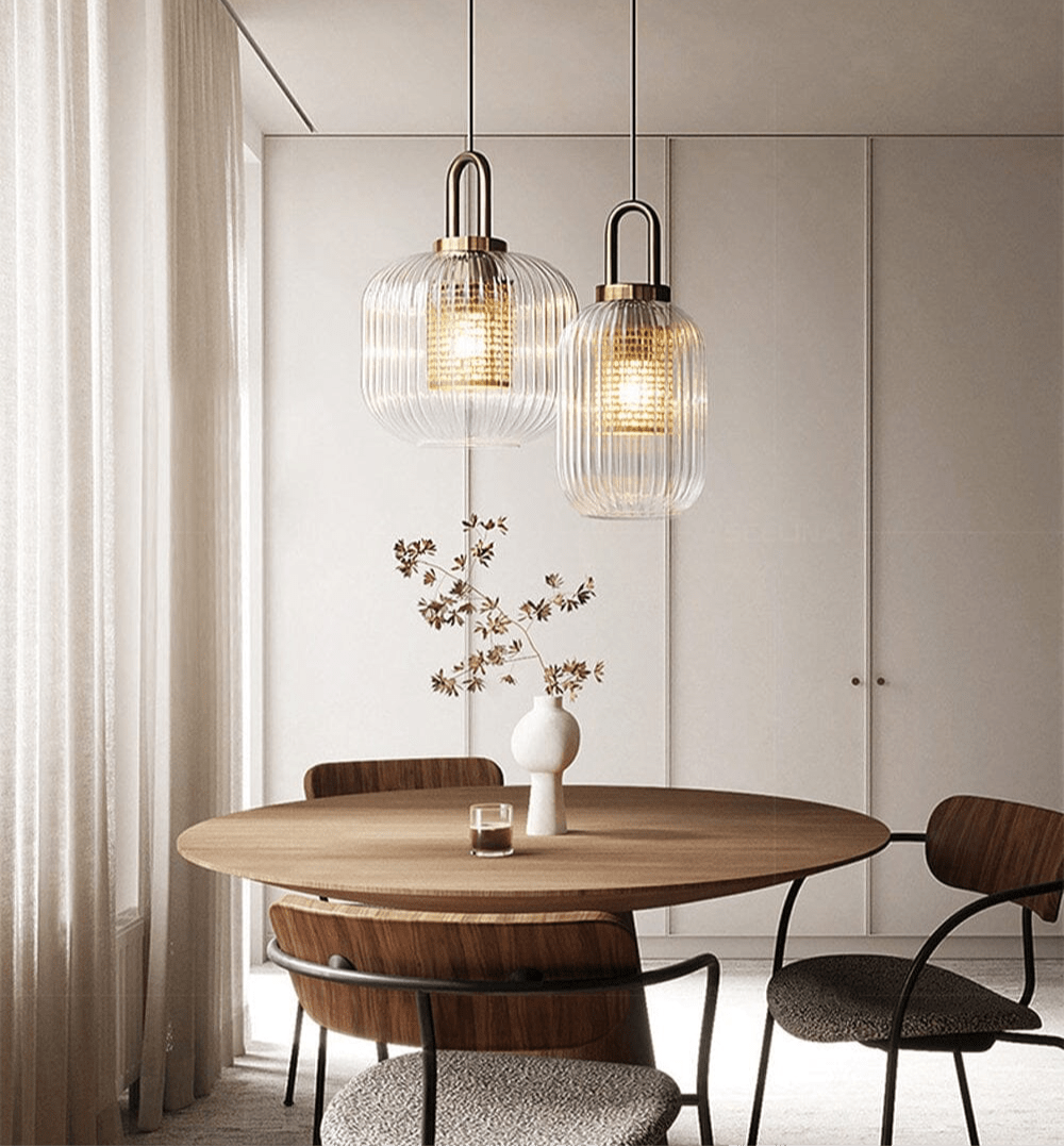 Solmere Nordic Glass Pendant Lamp — Fluted Stripe Glass, Integrated LED Lighting