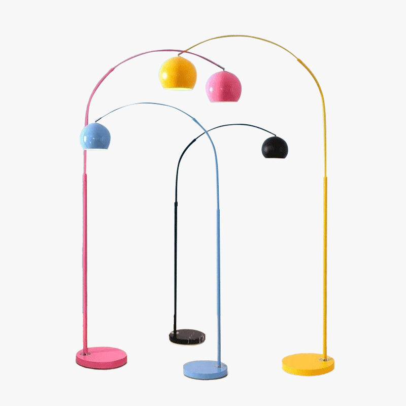 Gebogen LED-vloerlamp, dimbaar — 6 macaronkleuren