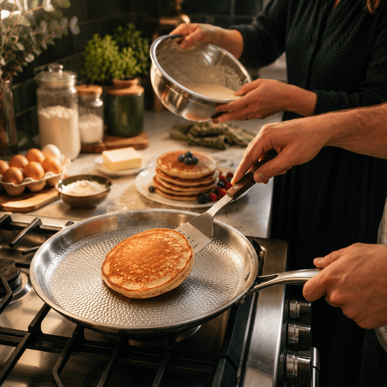 Hand-Hammered Finish Crepe Pan — Titanium Construction