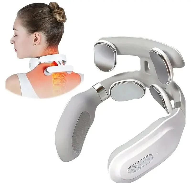 Portable 4-in-1 Neck Massager Combining Focused Heat And Vibration