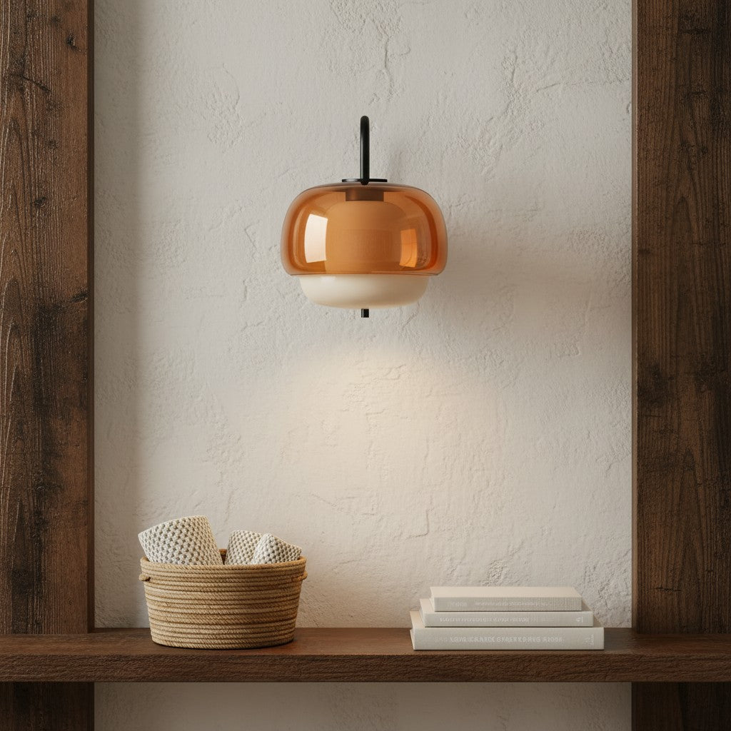Colored Glass Wall Lamp — Round LED Shade, Green, Pink, Orange