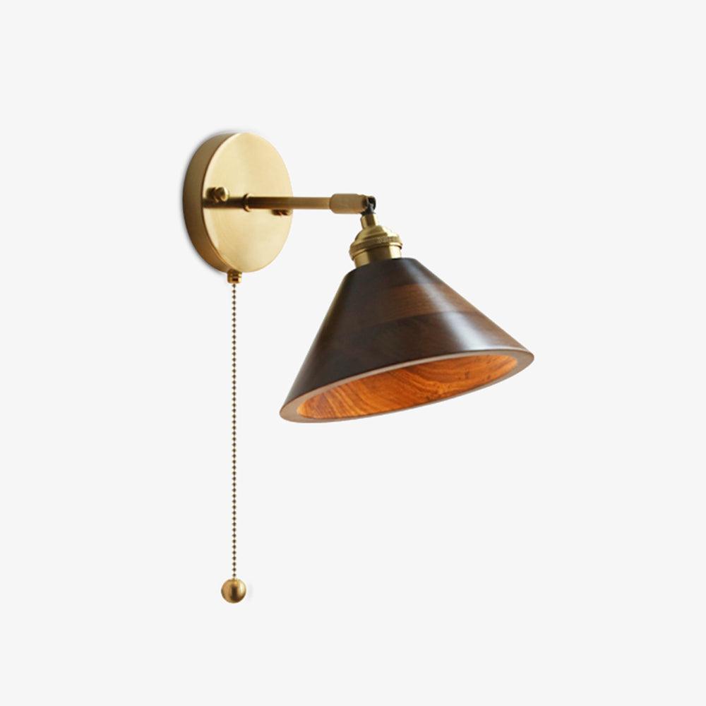 1-Light Brass Wall Sconce — Wooden Dome Shade
