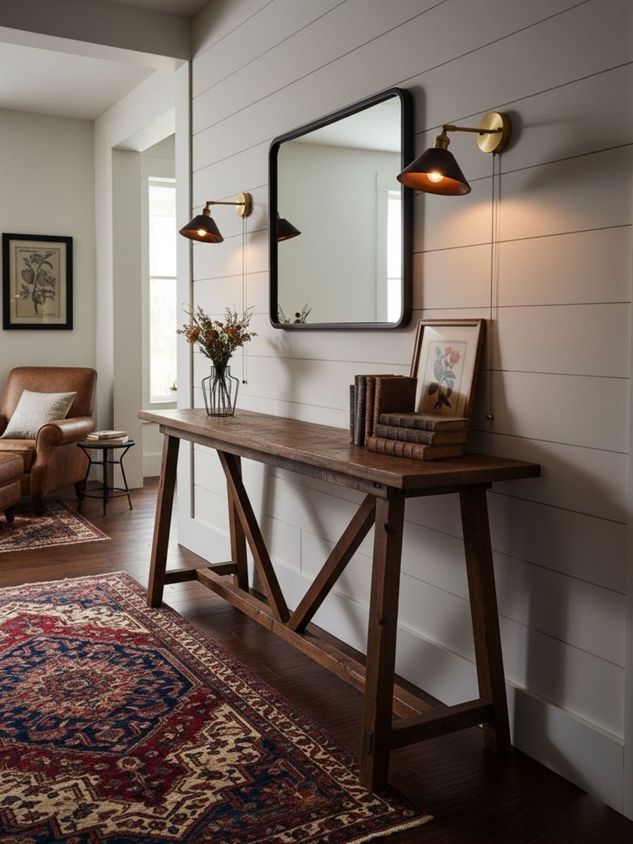1-Light Brass Wall Sconce — Wooden Dome Shade