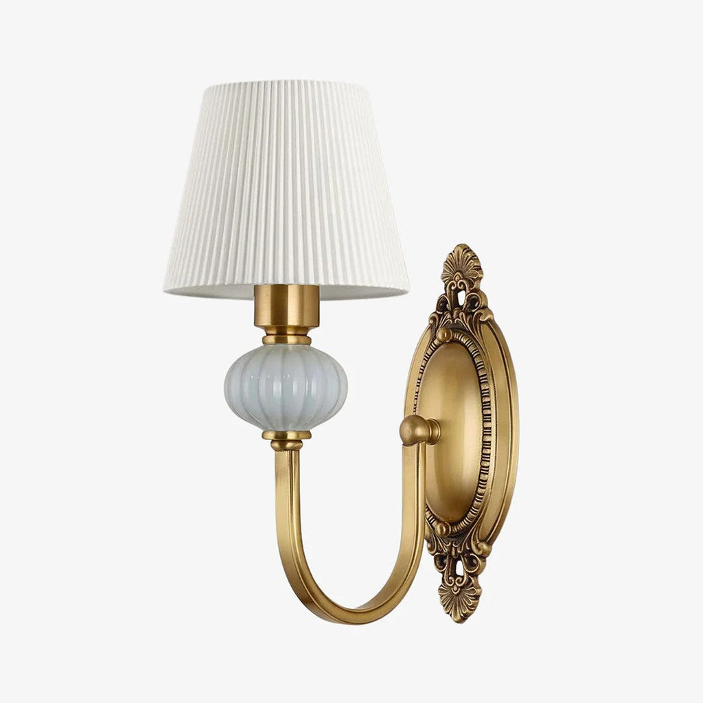 Keramische wandlamp met stoffen kap, 1 of 2 E27-lampen