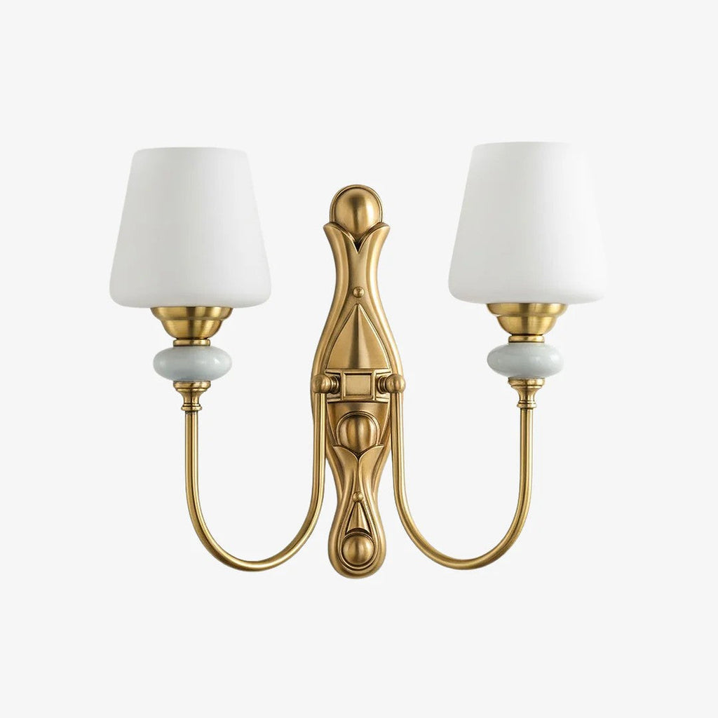 Keramische wandlamp met stoffen kap, 1 of 2 E27-lampen