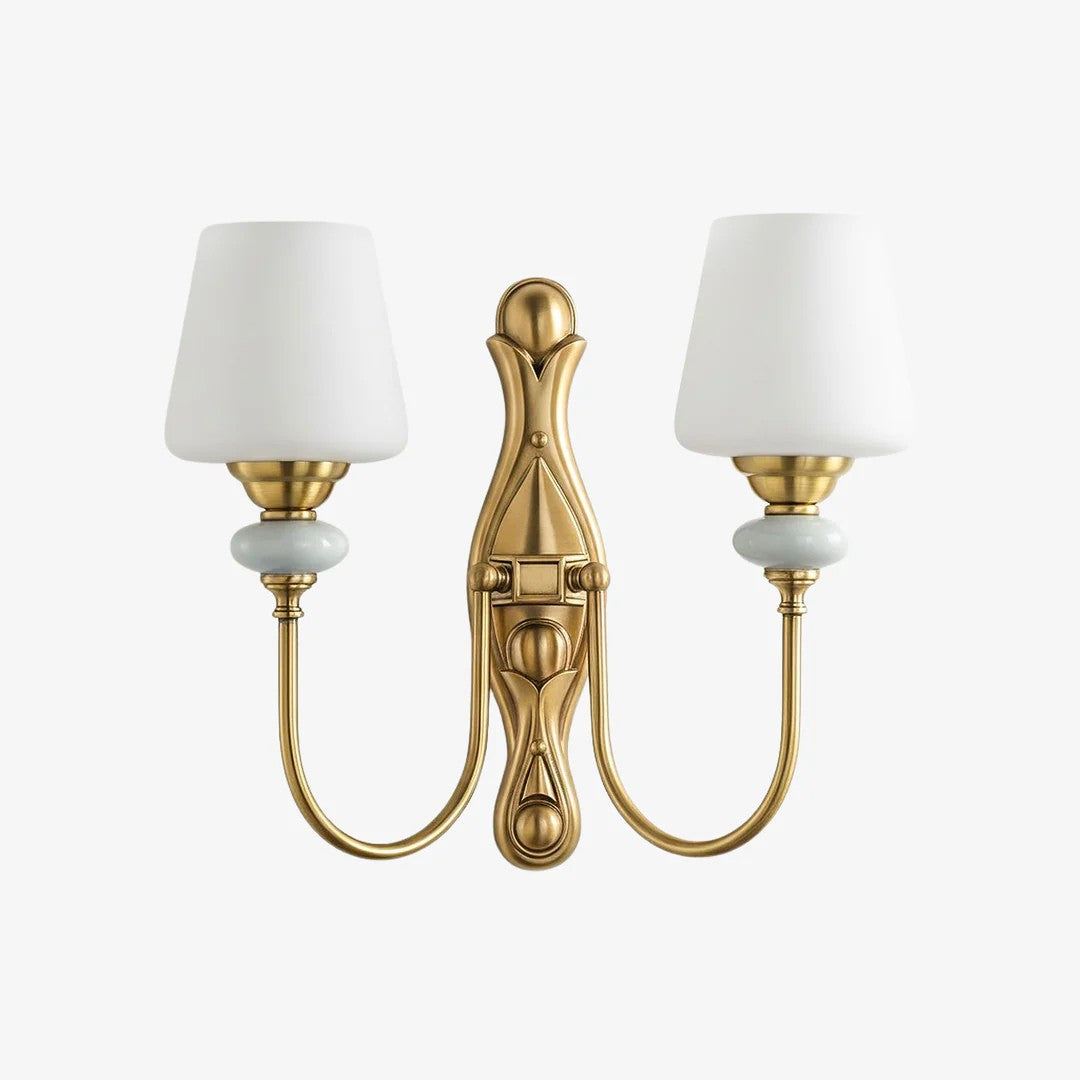 Keramische wandlamp met stoffen kap, 1 of 2 E27-lampen