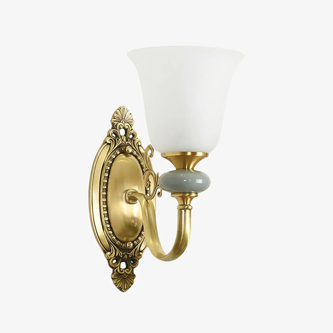 Keramische wandlamp met stoffen kap, 1 of 2 E27-lampen