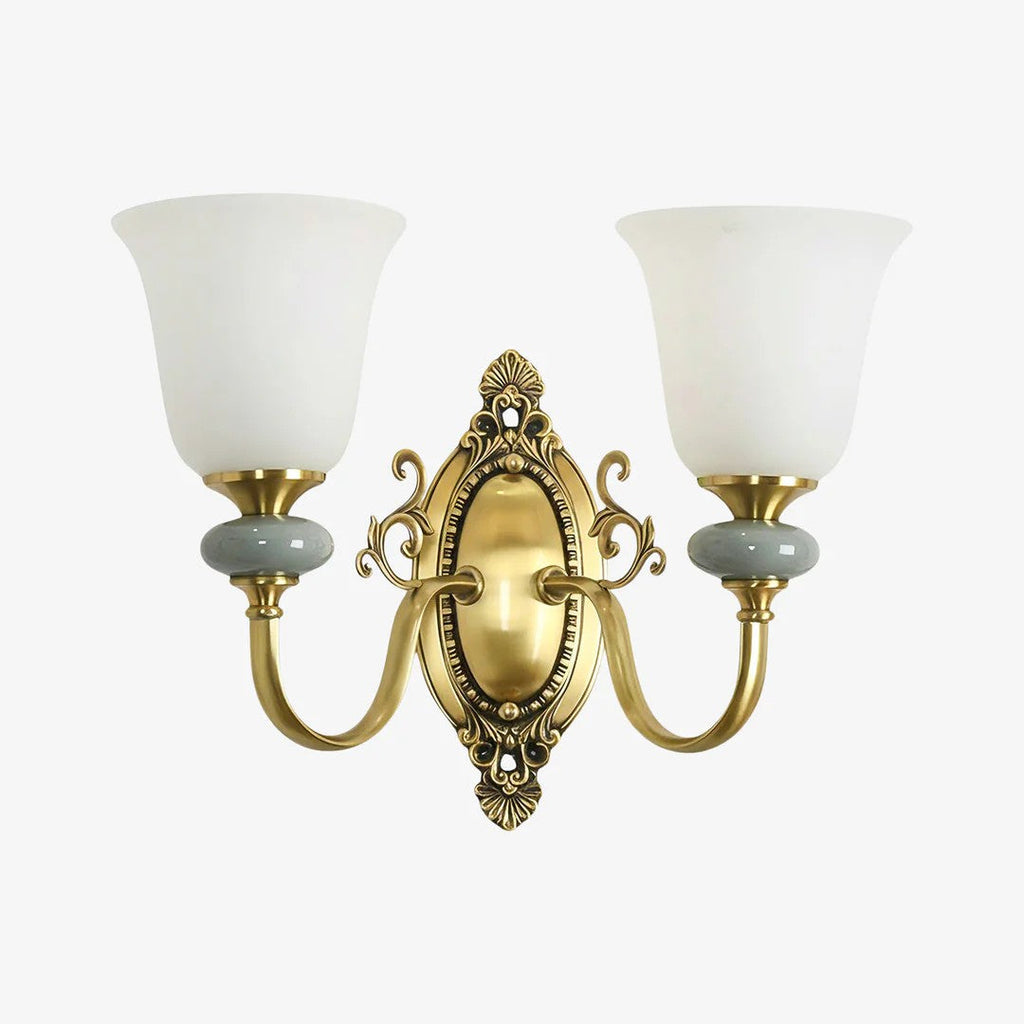 Keramische wandlamp met stoffen kap, 1 of 2 E27-lampen