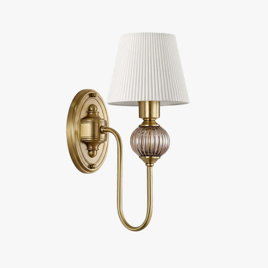 Keramische wandlamp met stoffen kap, 1 of 2 E27-lampen