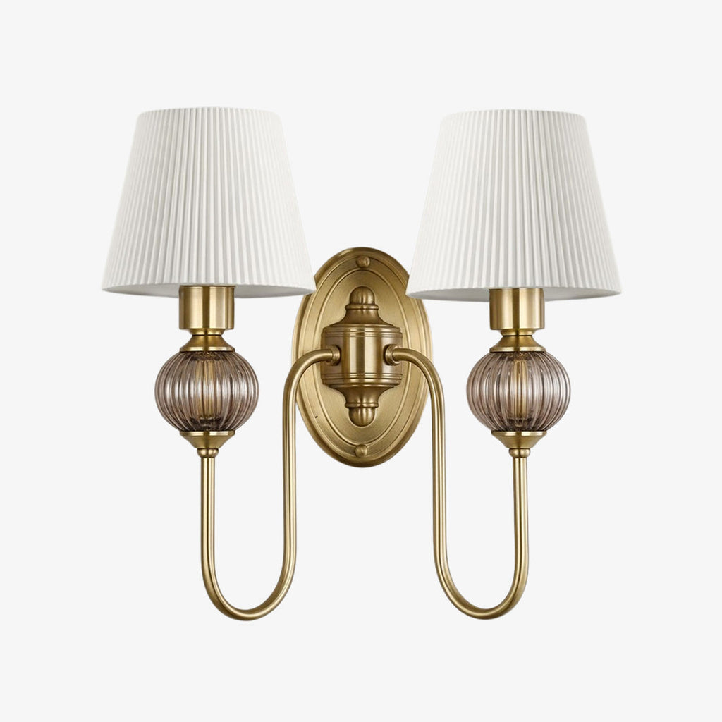Keramische wandlamp met stoffen kap, 1 of 2 E27-lampen
