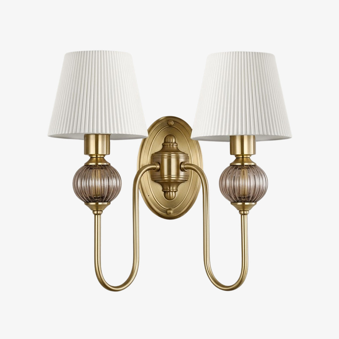 Keramische wandlamp met stoffen kap, 1 of 2 E27-lampen