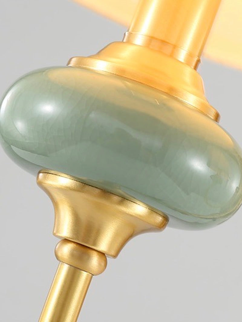 Keramische wandlamp met stoffen kap, 1 of 2 E27-lampen