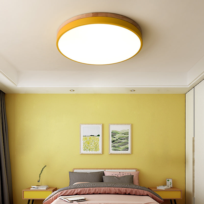 Holz-LED-Deckenleuchte aus Acryl, dimmbares warmes Licht 30-60cm