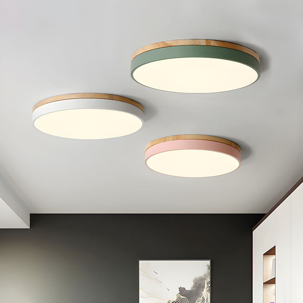 Holz-LED-Deckenleuchte aus Acryl, dimmbares warmes Licht 30-60cm