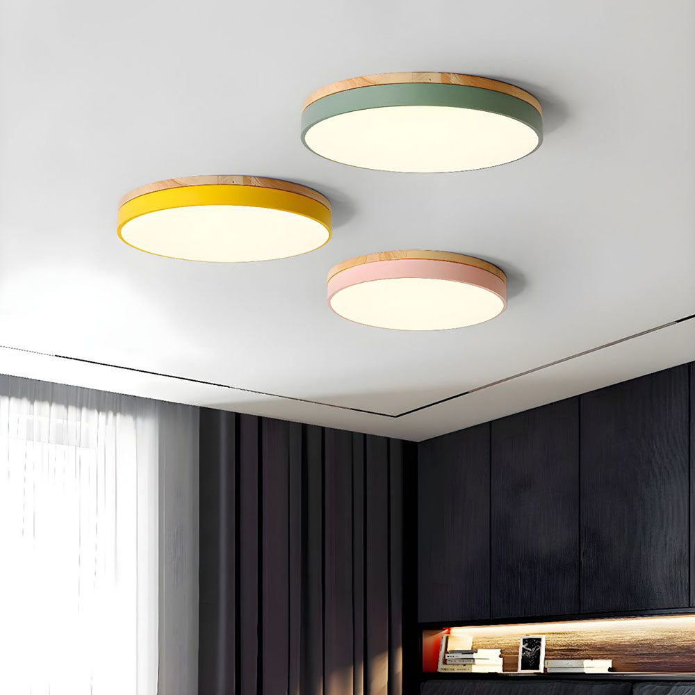 Holz-LED-Deckenleuchte aus Acryl, dimmbares warmes Licht 30-60cm
