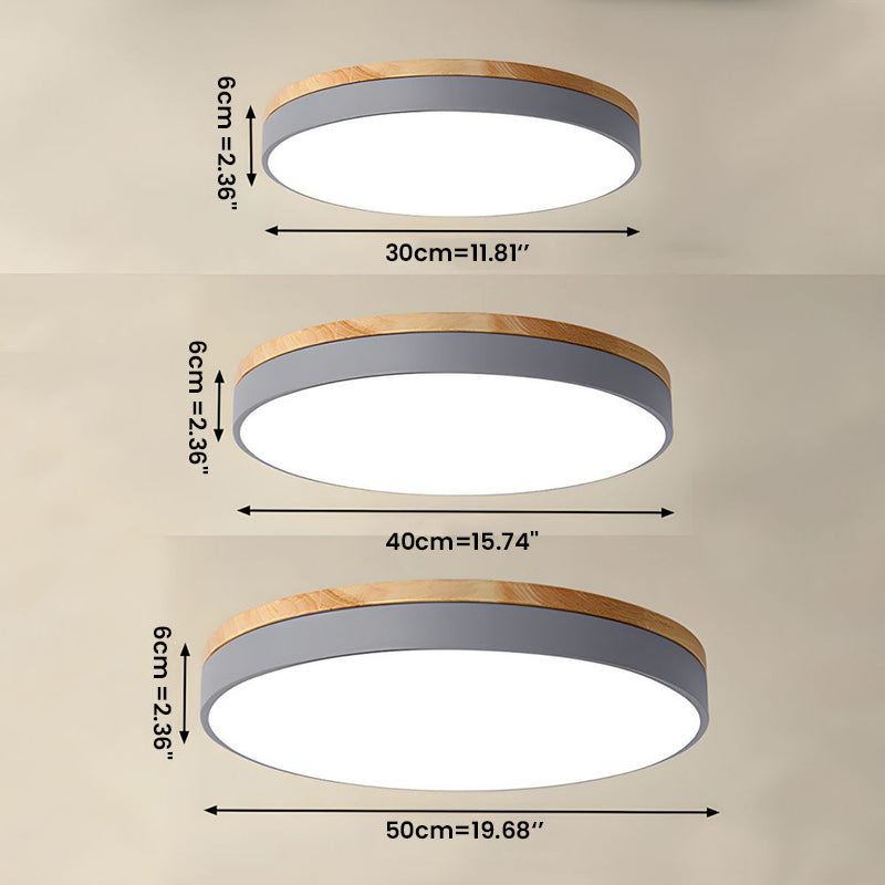 Holz-LED-Deckenleuchte aus Acryl, dimmbares warmes Licht 30-60cm