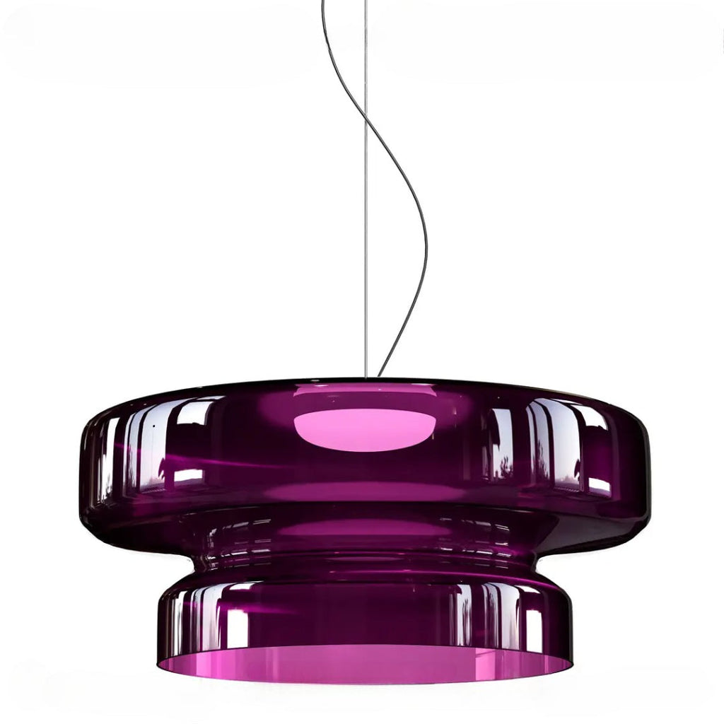 Bauhaus Style Stacked Glass Pendant Light — Two-Tier Colored Ceiling Fixture