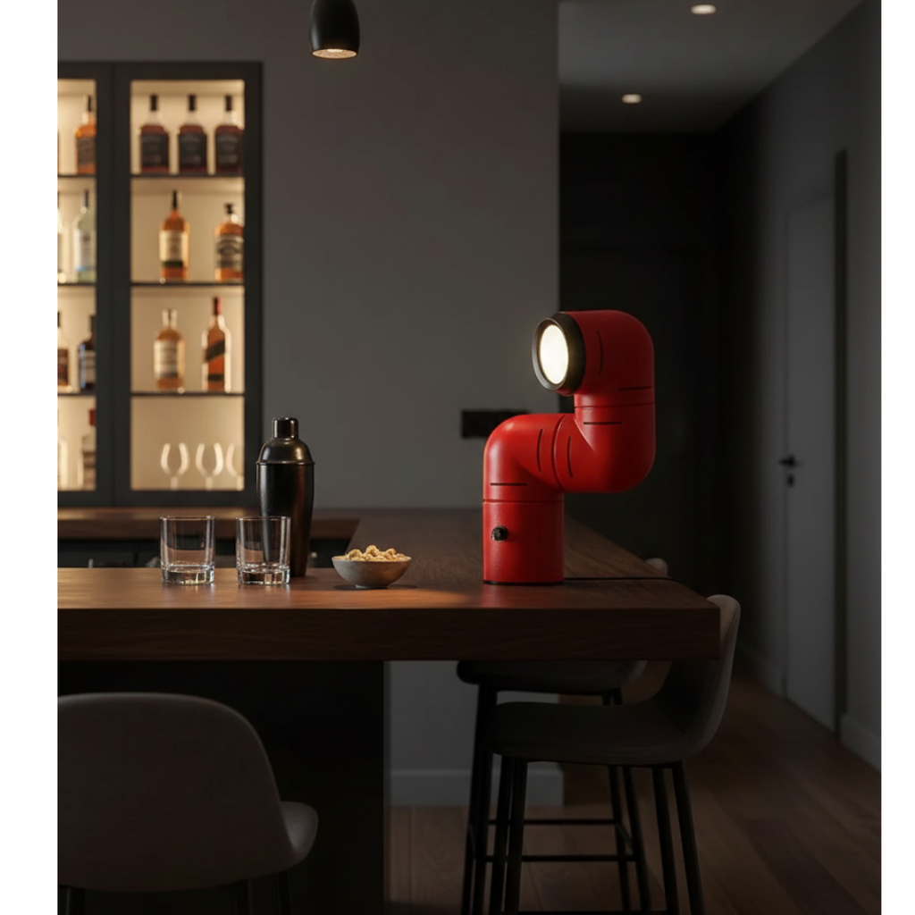 Nordic Style Water Pipe Accent Lamp — Sculptural LED Table Light, Adjustable Brightness