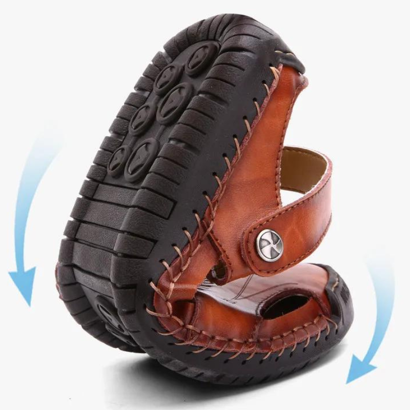 Orthopädische Ledersandalen für Herren — Rutschfeste Sohle