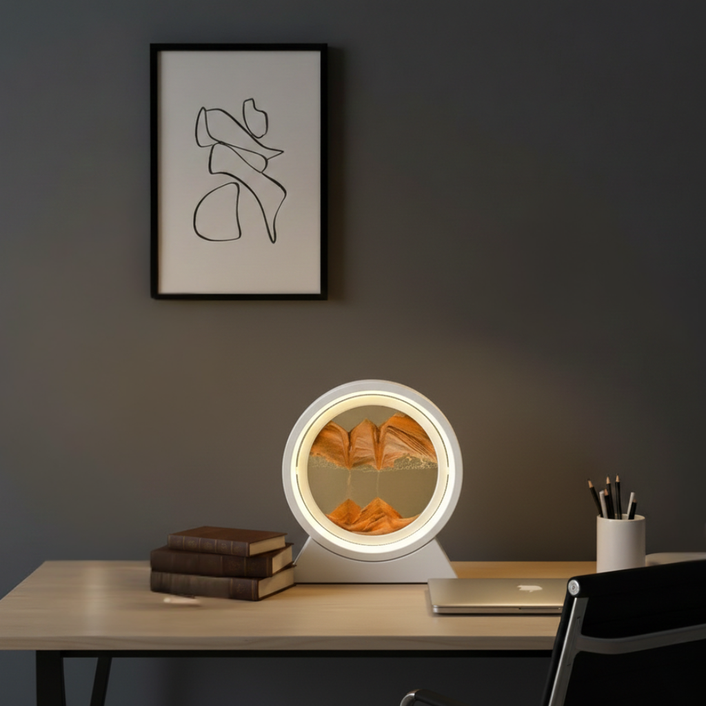 Sculptural Kinetic Sand Desk Lamp — Flowing Quicksand Design