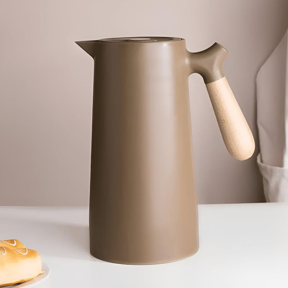 1-Liter Insulated Carafe — Double-Wall Wooden Handle