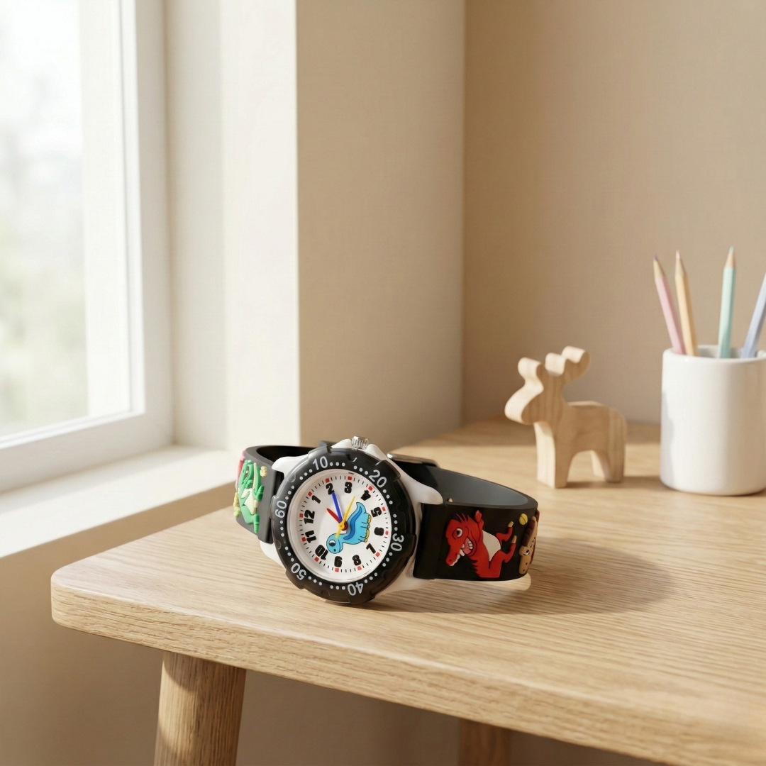 Reloj de pulsera de cuarzo con diseño de dinosaurio