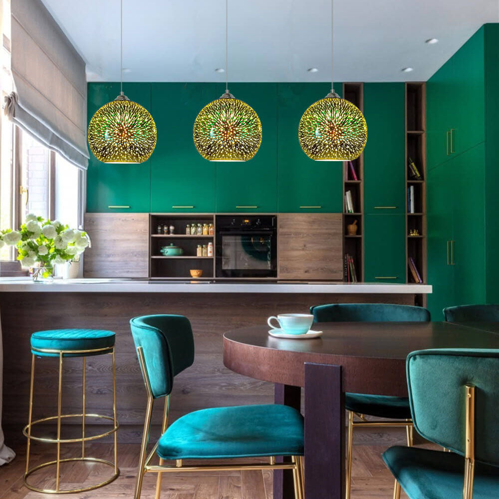 3D Glass Dome Pendant Light — Vibrant Colorful Dimensional Form