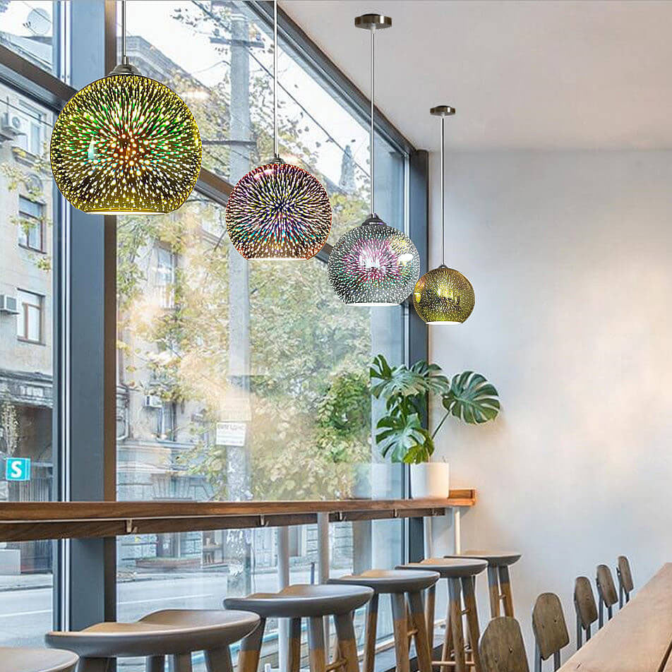 3D Glass Dome Pendant Light — Vibrant Colorful Dimensional Form