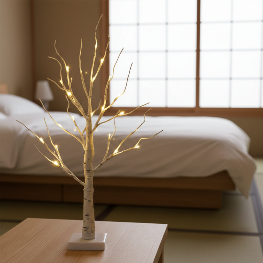 USB給電式白樺ツリーLEDライト装飾 - 暖かな光のアクセント