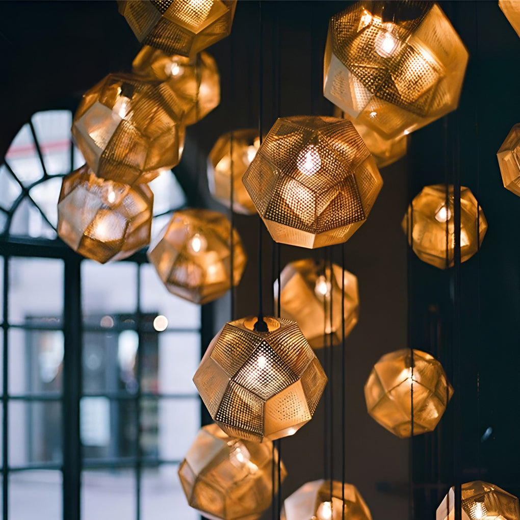 LichtDesign Geometric Round Pendant Lamp — 40 cm Diameter, Durable Black Metal