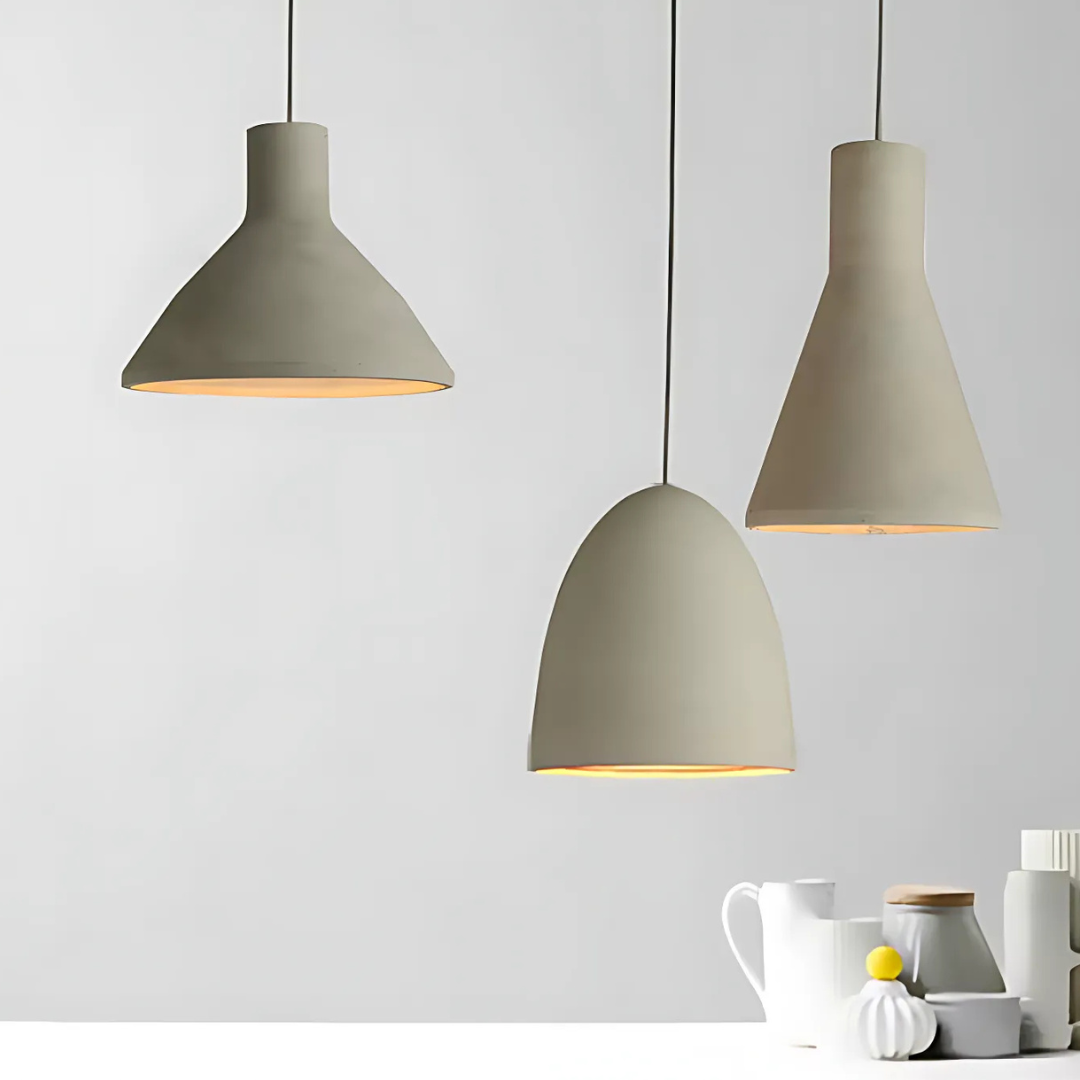 NovaCrest Cement Pendant Light Series — Touch Switch, Integrated Warm White LED