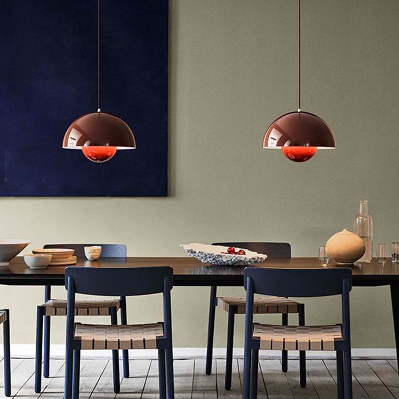 One-Light Geometric Wrought Iron Hanging Pendant