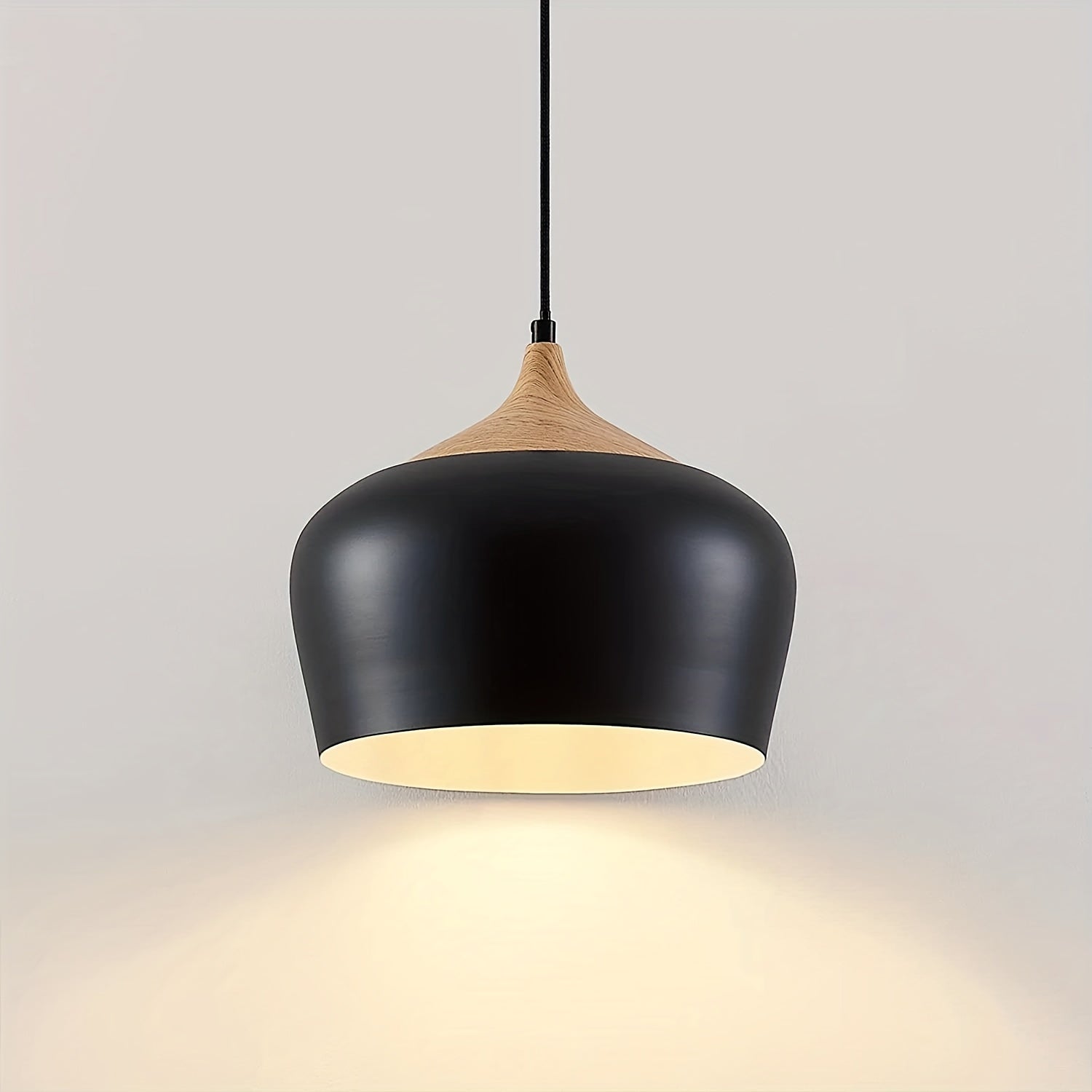 Modern Scandinavian Pendant Light | Iron & Wood Grain Design | Wildoxy
