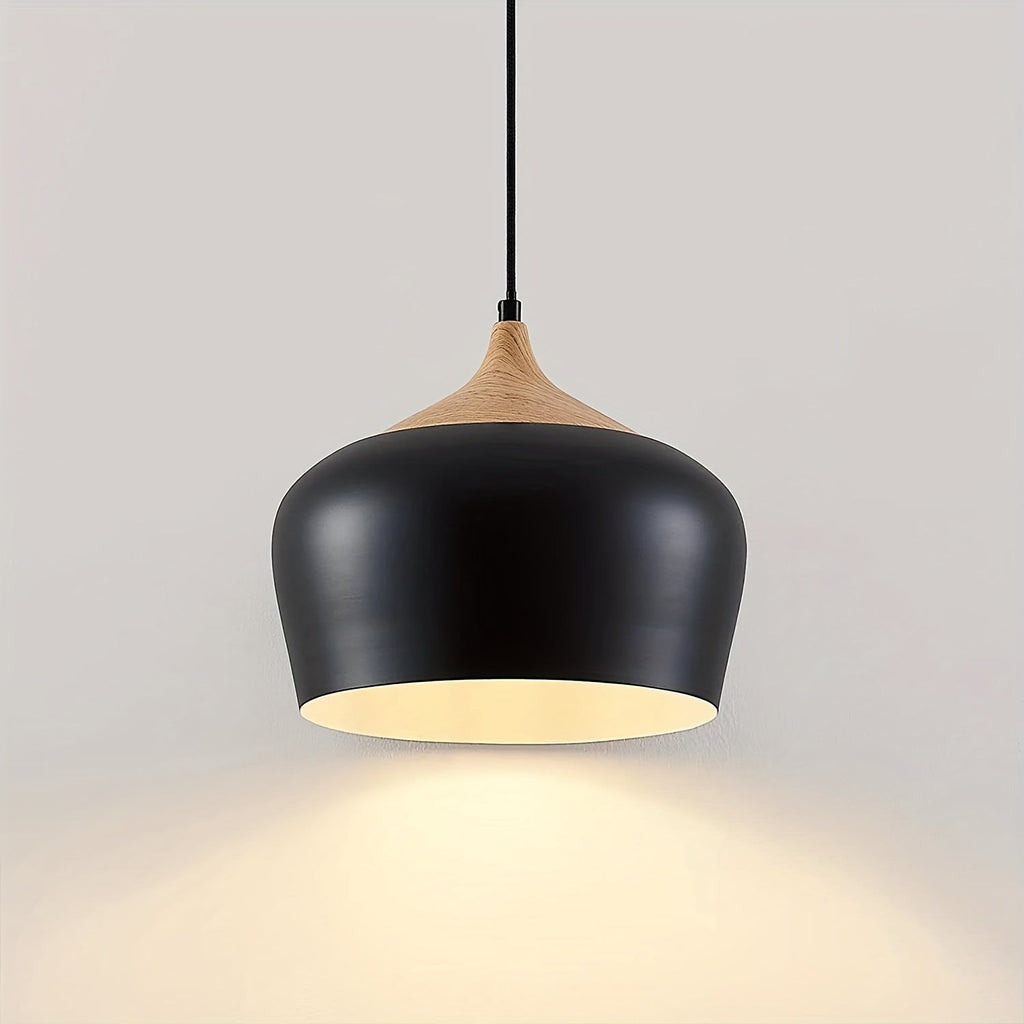 Modern Scandinavian Pendant Light | Iron & Wood Grain Design | Wildoxy