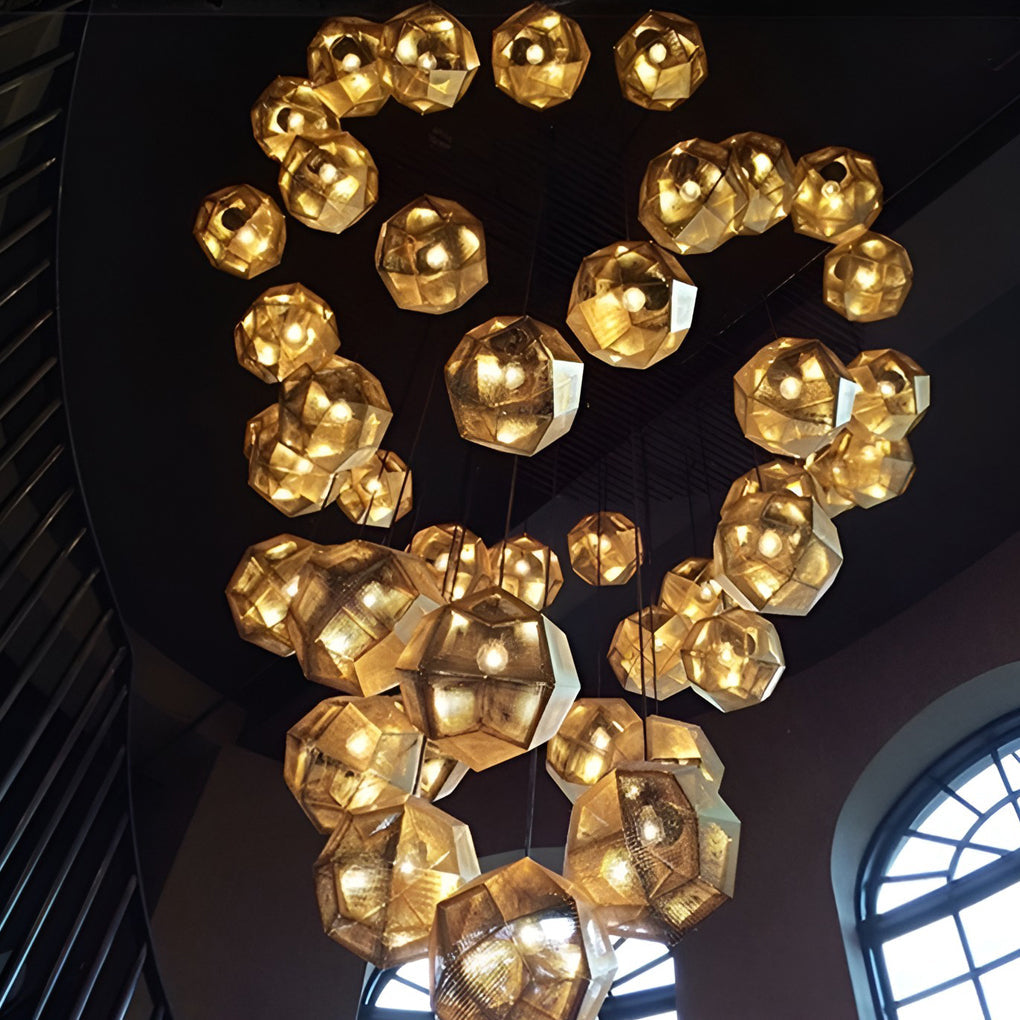 LichtDesign Geometric Round Pendant Lamp — 40 cm Diameter, Durable Black Metal