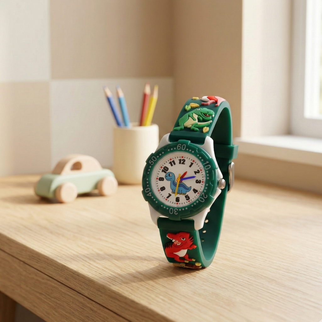 Reloj de pulsera de cuarzo con diseño de dinosaurio