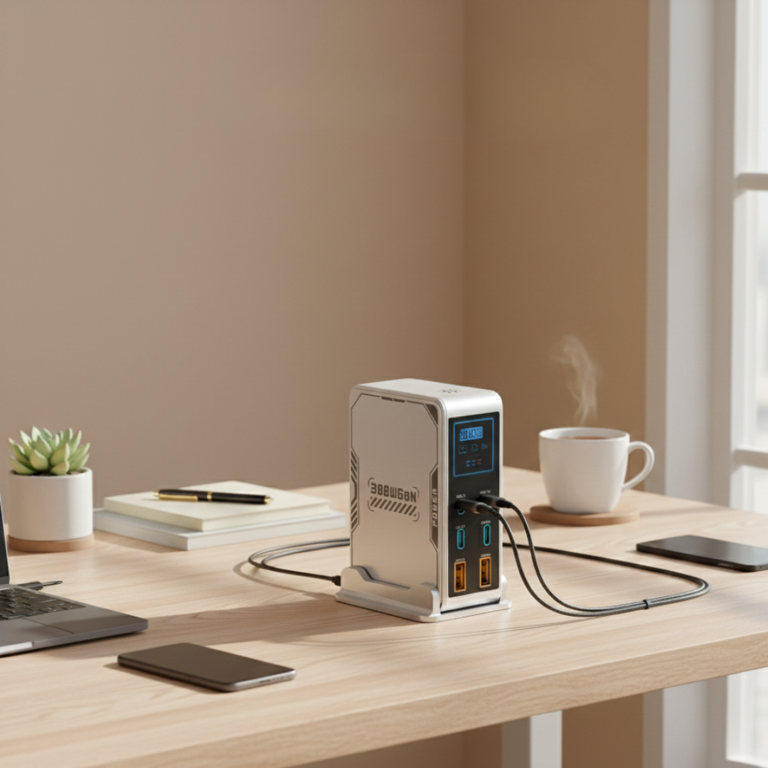 PowerHub 300 W GaN-lader - seks USB-porter, fire USB-C- og to USB-A-utganger