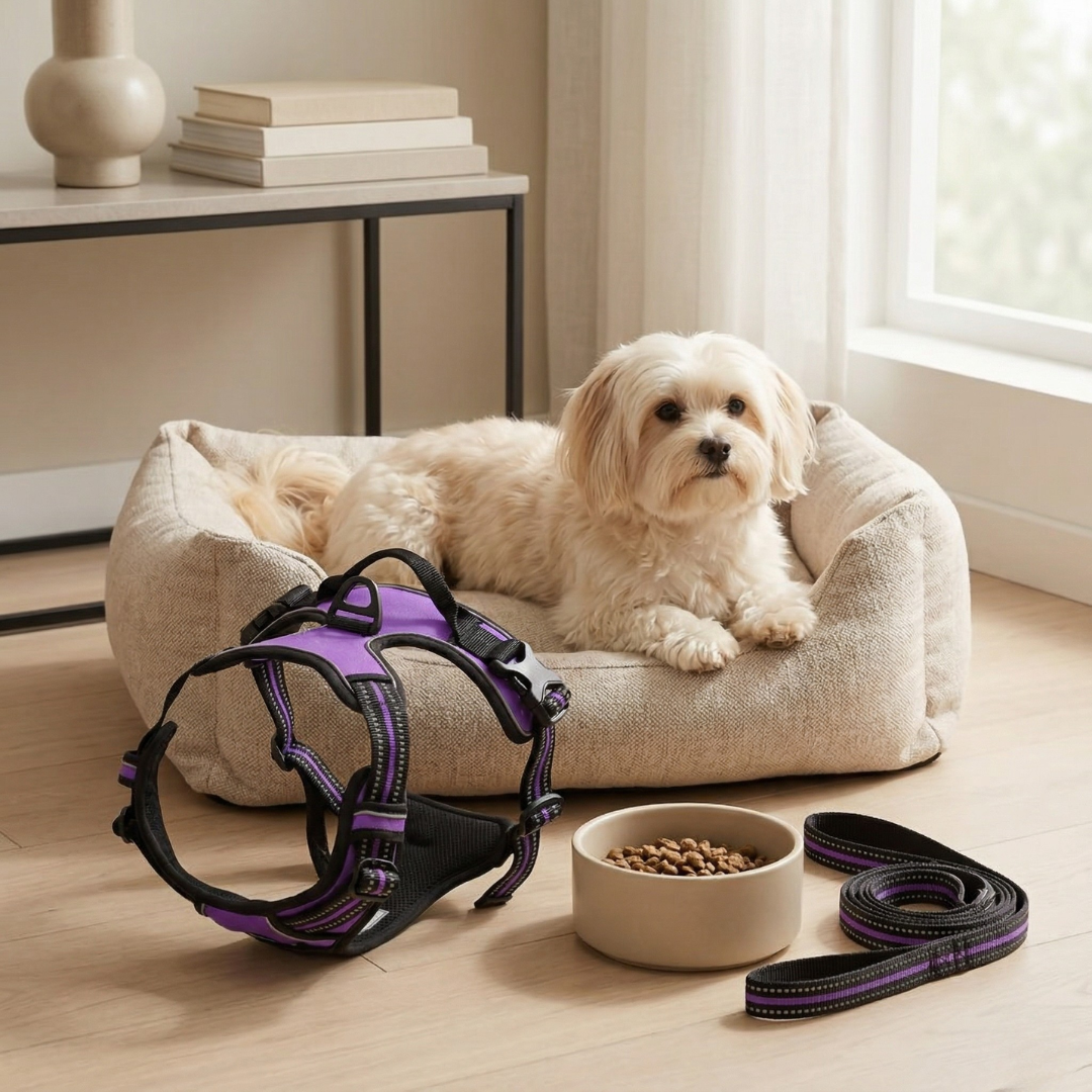 Set de arnés y collar a juego de ajuste seguro para perros pequeños y medianos