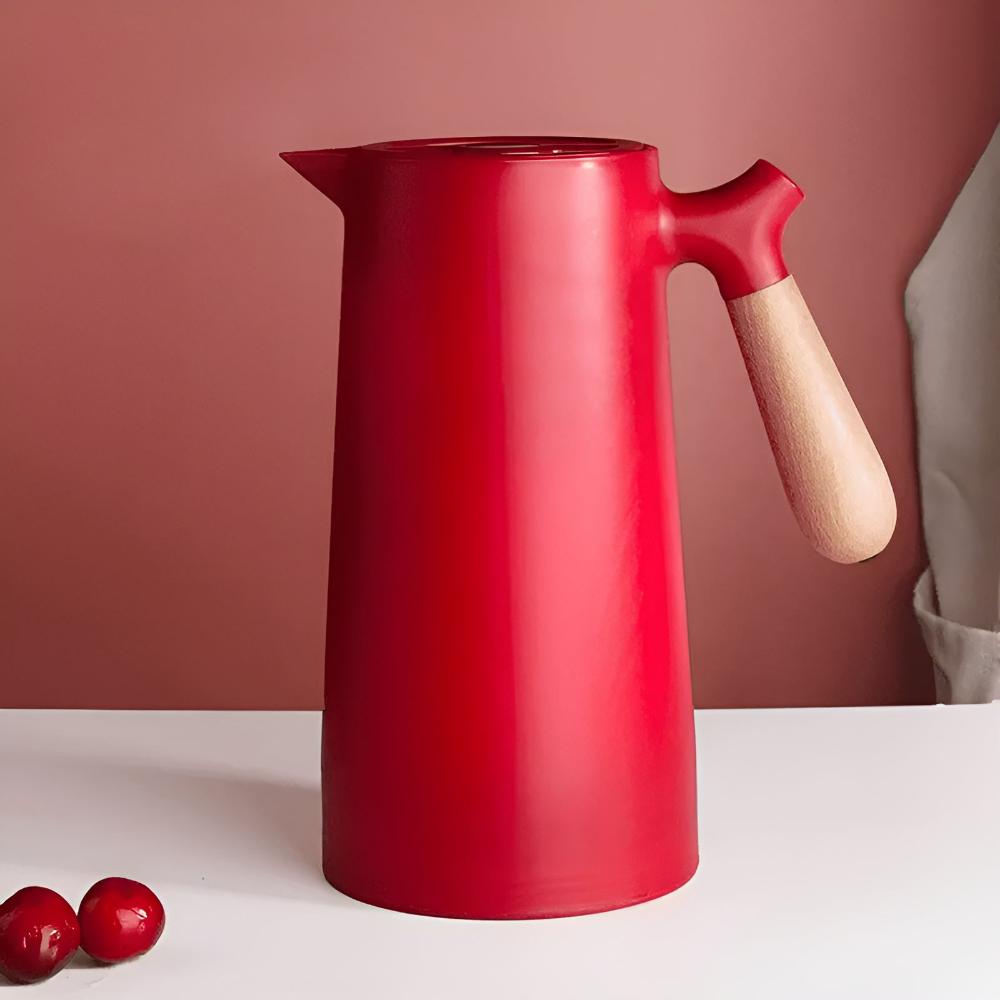 1-Liter Insulated Carafe — Double-Wall Wooden Handle