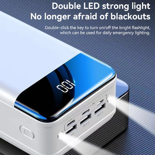 50,000 mAh充电宝 - 快速充电、USB-C、LED灯
