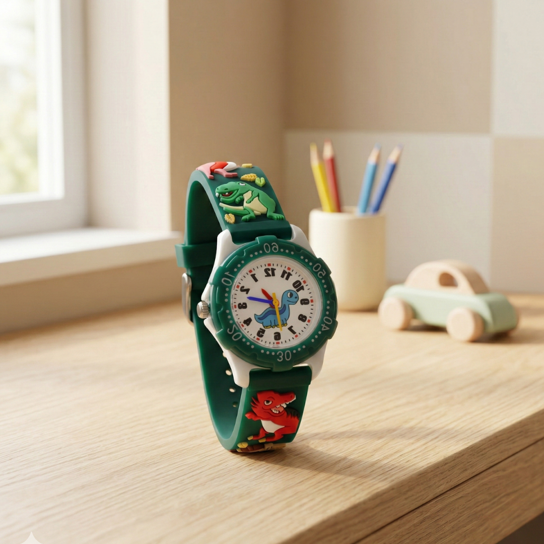 Reloj de pulsera de cuarzo con diseño de dinosaurio