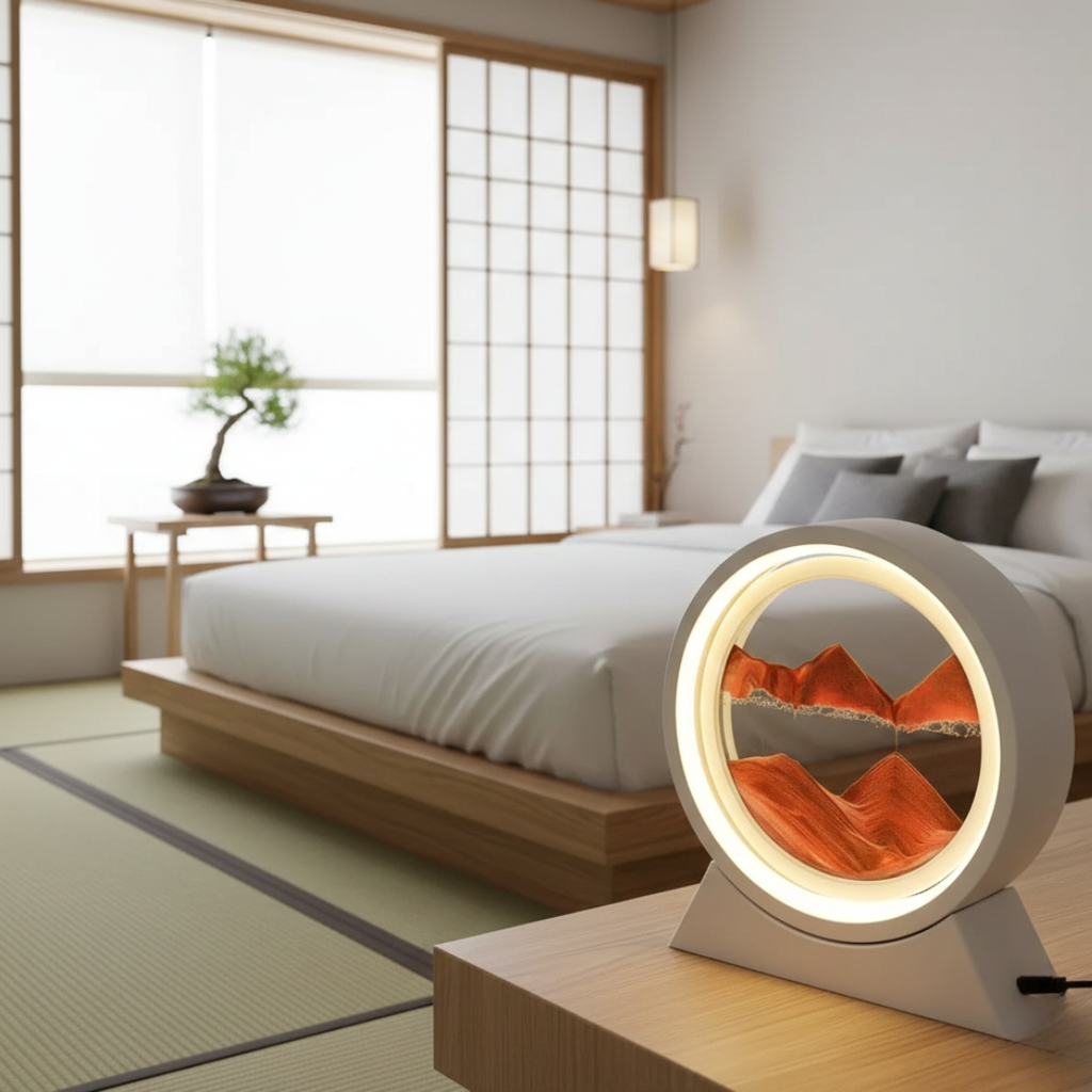 Sculptural Kinetic Sand Desk Lamp — Flowing Quicksand Design